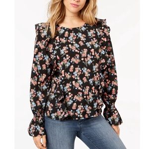 Kensie Ruffled Floral-Print  Top